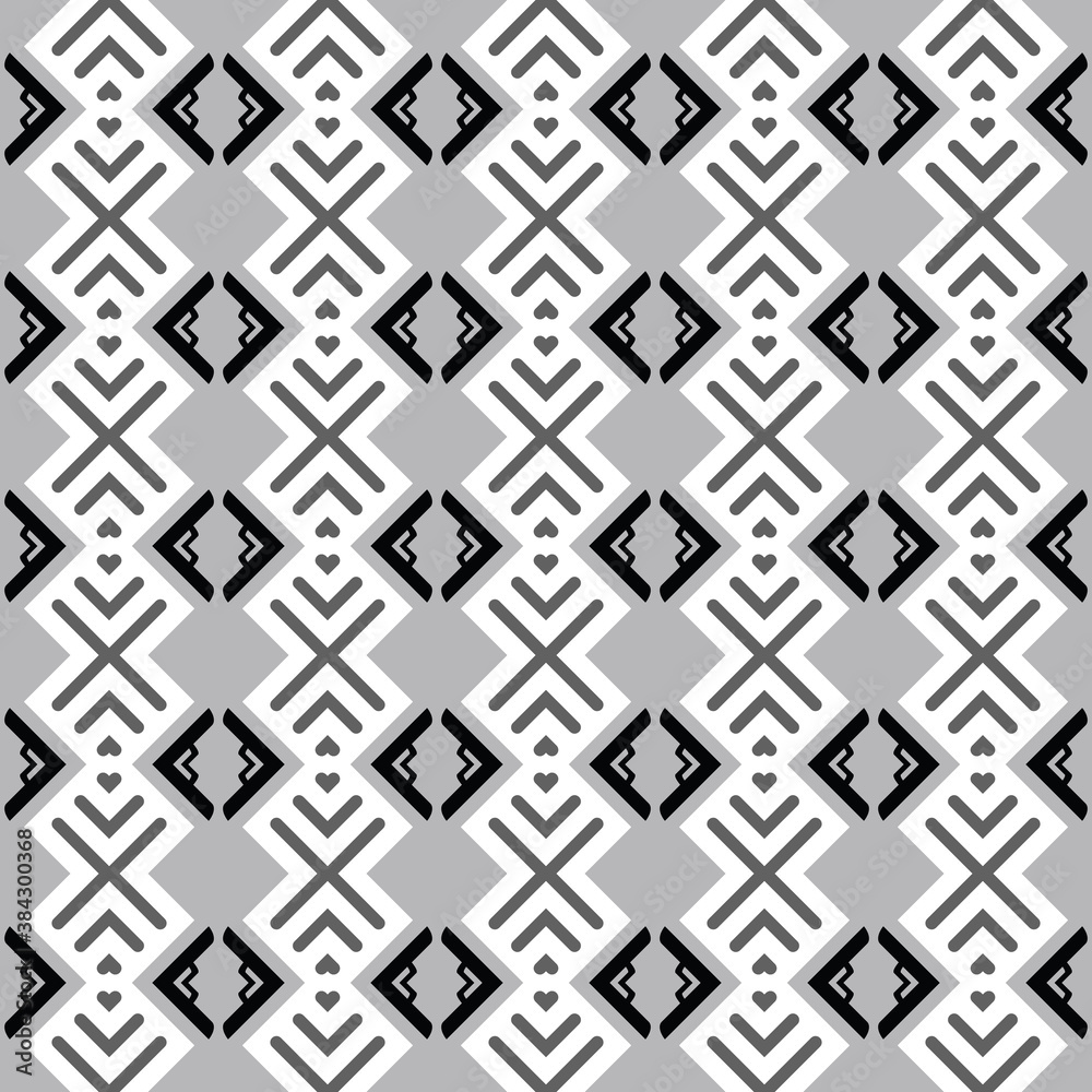 Vector seamless pattern texture background with geometric shapes in grey, white, black colors.