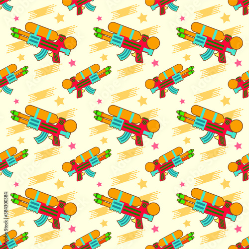Seamless pattern with water gun. Vector texture illustration.