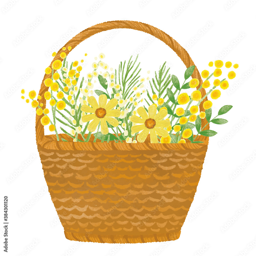 手描きの黄色い花籠イラスト素材 Stock Vector Adobe Stock