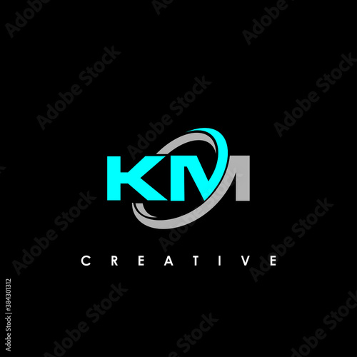 KM Letter Initial Logo Design Template Vector Illustration	
 photo