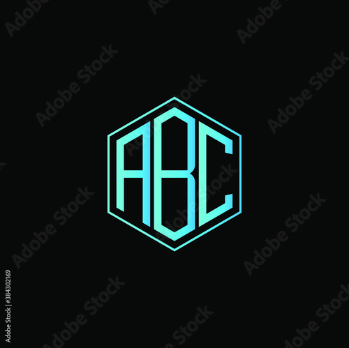  ABC letter icon design on black background.  Creative letter ABC/A B C logo design. AB  initials Logo design