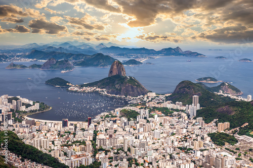 Panoramic view of the Sugar Loaf at sunset. Rio de Janeiro.