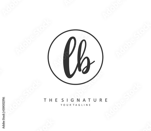 L B LB Initial letter handwriting and signature logo. A concept handwriting initial logo with template element.