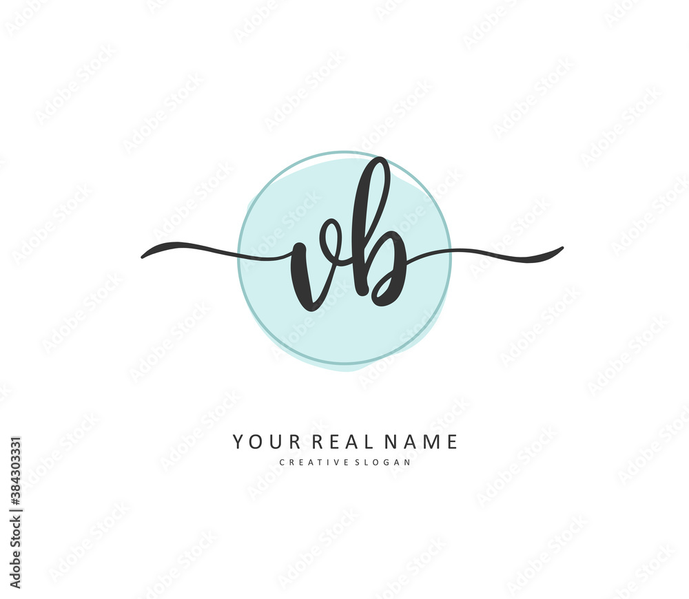 V B VB Initial letter handwriting and signature logo. A concept handwriting initial logo with template element.