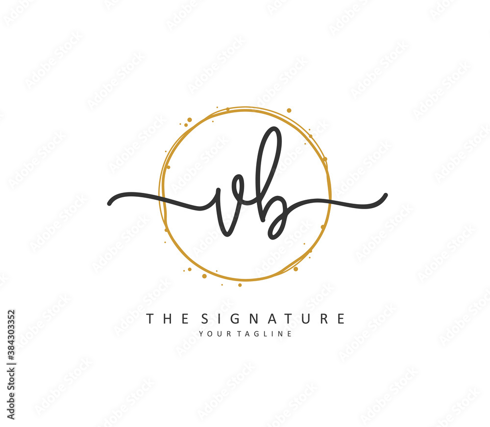V B VB Initial letter handwriting and signature logo. A concept handwriting initial logo with template element.