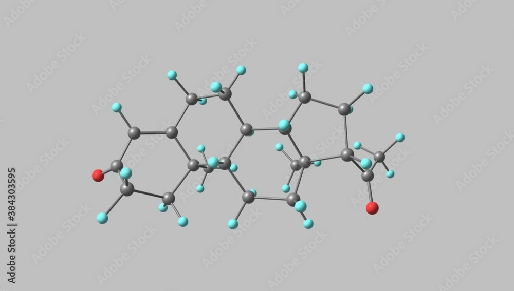 Progestogen molecule rotating video on grey Progestogen molecule rotating video on grey