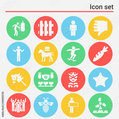 16 pack of farm  filled web icons set