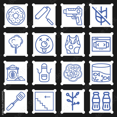 16 pack of grain  lineal web icons set