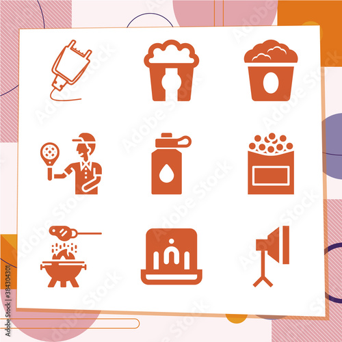 Simple set of 9 icons related to ignition