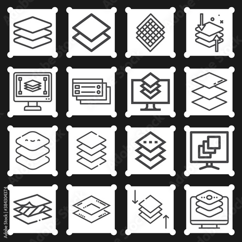16 pack of strata  lineal web icons set