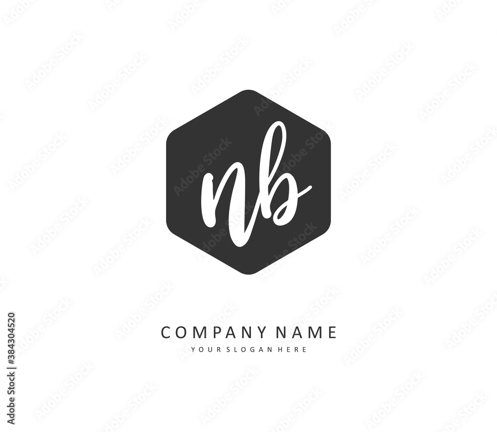 N B NB Initial letter handwriting and signature logo. A concept handwriting initial logo with template element. N B NB Initial letter handwriting and signature logo. A concept handwriting initial logo with template element.
