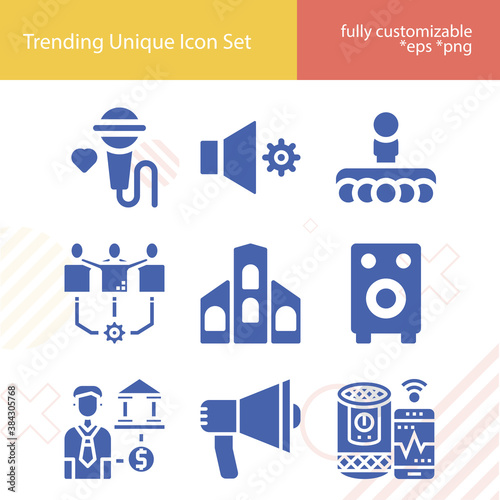 Simple set of seminar related filled icons.