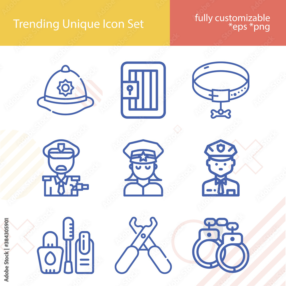 Simple set of arrest related lineal icons. Simple set of arrest related lineal icons.