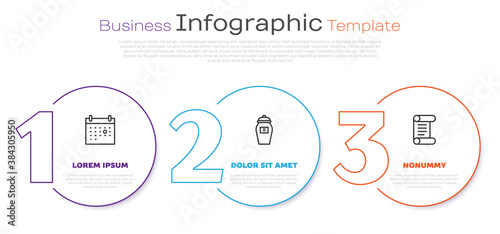 Set line Calendar death, Funeral urn and Decree, parchment, scroll. Business infographic template. Vector.