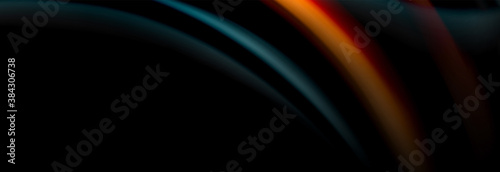 Fototapeta Naklejka Na Ścianę i Meble -  Dynamic motion abstract background. Color blurred stripes on black. Wave liquid lines poster. Vector illustration