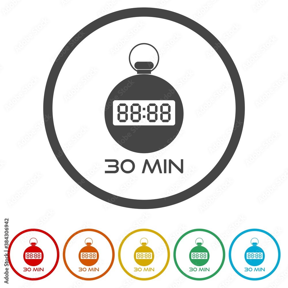 The 30 minutes ring icon, color set The 30 minutes ring icon, color set