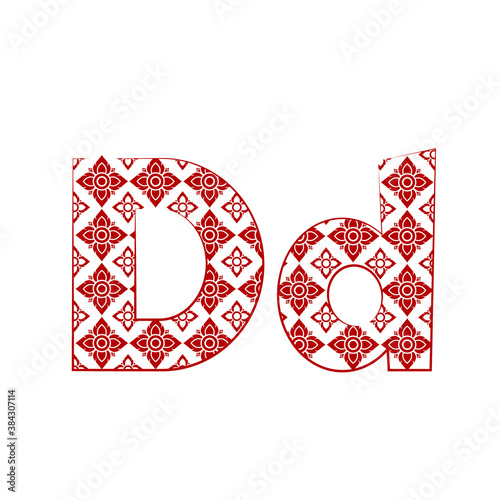 Letter D Logo Template Design made from line thai art pattern.
