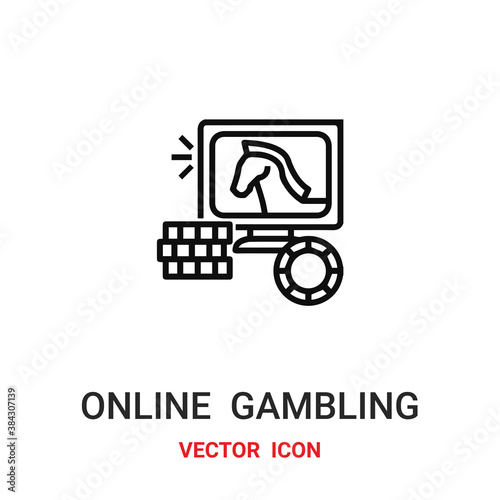 online gambling icon vector symbol. online gambling symbol icon vector for your design. Modern outline icon for your website and mobile app design.