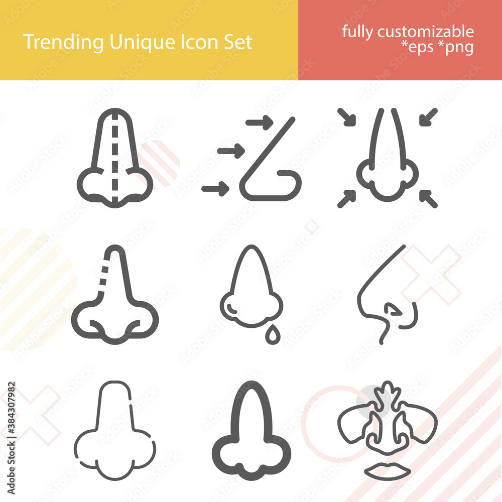 Obraz premium Simple set of nasal cavity related lineal icons.