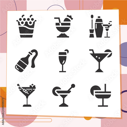 Simple set of 9 icons related to practised