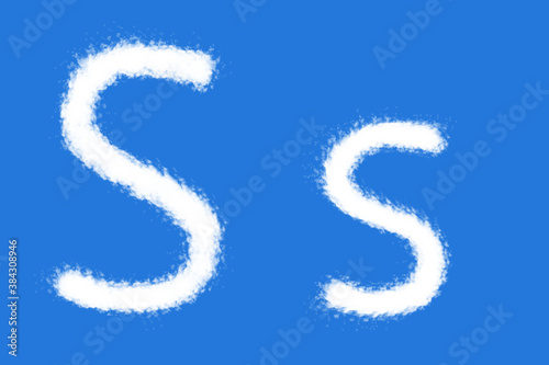Cloud S alphabet shape on blue background