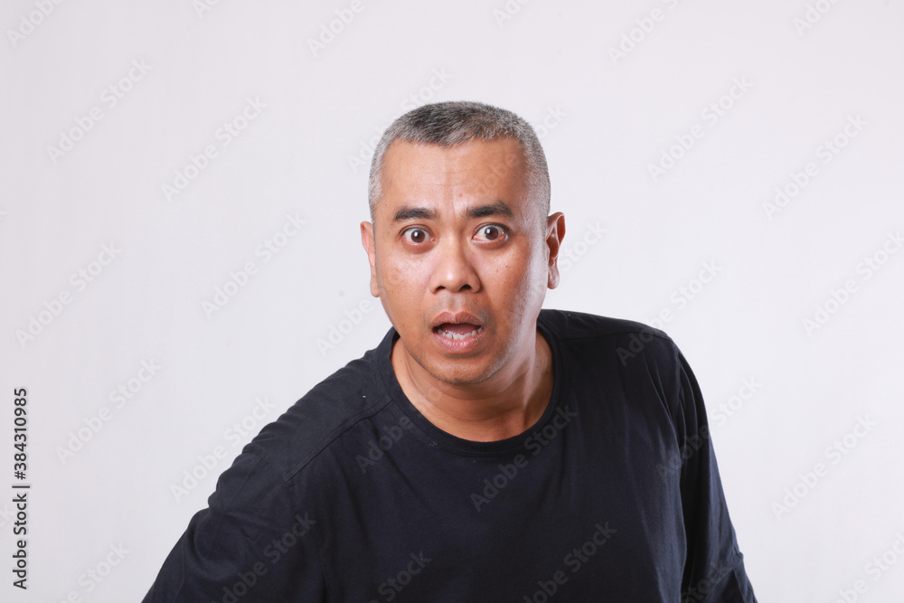 Old man confused, shock or get surprised expression concept, isolated on white background Old man confused, shock or get surprised expression concept, isolated on white background