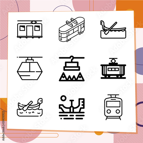 Simple set of 9 icons related to officially