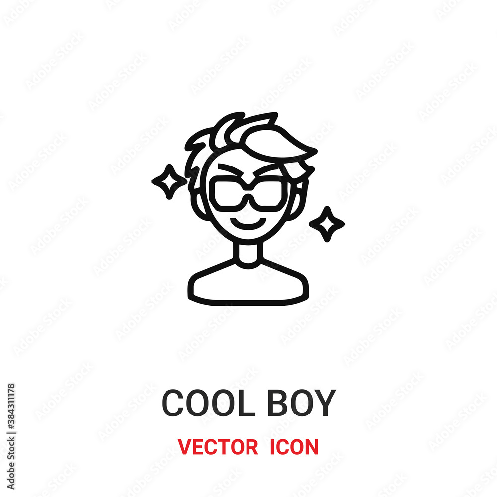 Obraz premium Cool boy vector icon. Modern, simple flat vector illustration for website or mobile app.Boy symbol, logo illustration. Pixel perfect vector graphics 