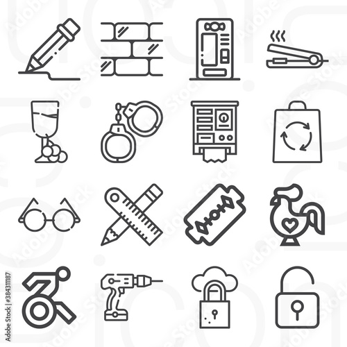 16 pack of shed  lineal web icons set