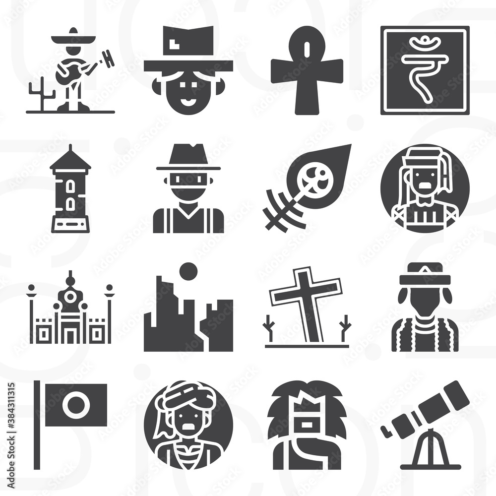 16 pack of cultures filled web icons set 16 pack of cultures filled web icons set