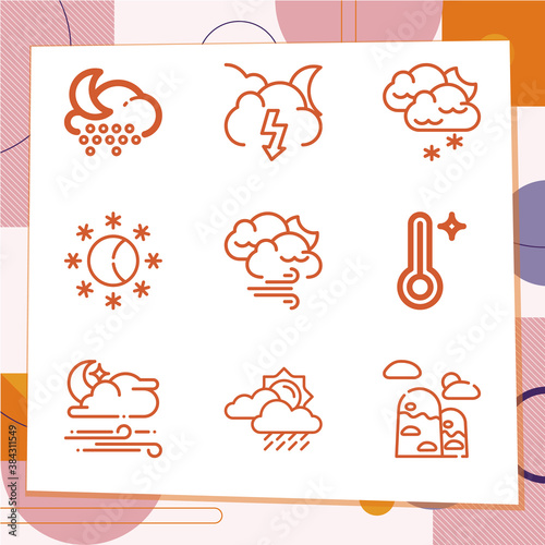 Simple set of 9 icons related to atmospheric