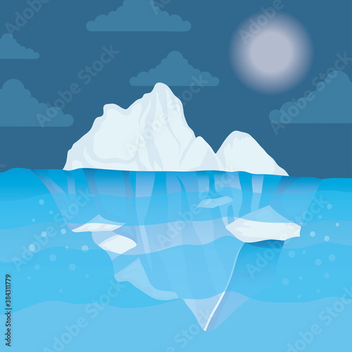 iceberg block arctic night scene landscape