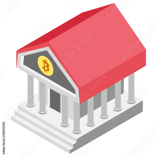 
Bank building having bitcoin in middle, giving idea for bitcoin and bank icon
