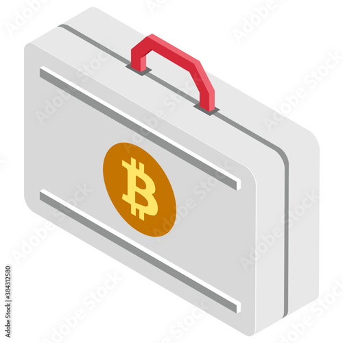 
Locked briefcase with digital nodes design is cryptocurrency portfolio flat icon
