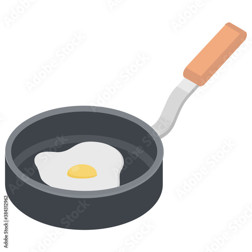 
Frying pan with fried yolk egg
