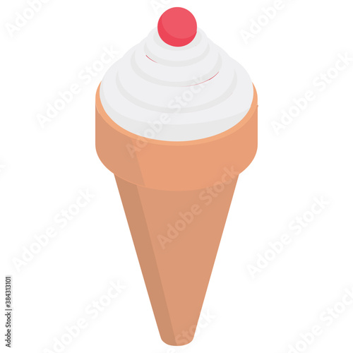 
An ice cone in vanilla flavour 
