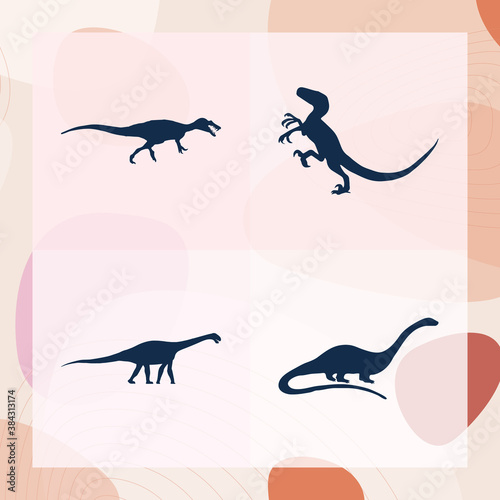 Simple set of dinosaur related filled icons