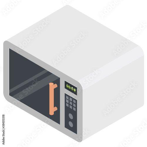 
A microwave oven for heating frozen food stuff 
