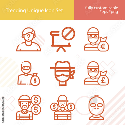 Simple set of illegal related lineal icons.