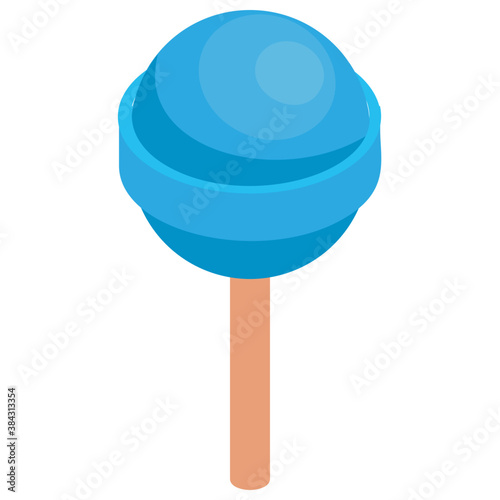 
A lollipop, sugar hard candy mounted on a stick 

