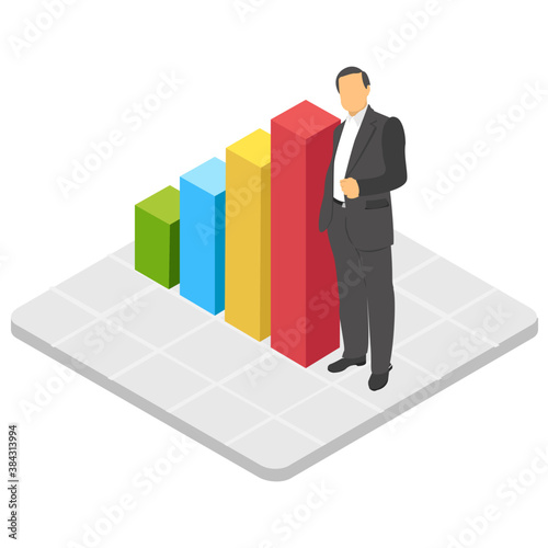 
A business analyst with bar graphs 
