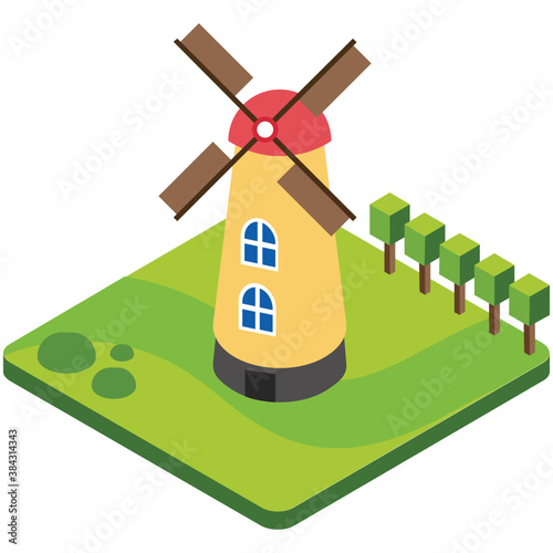
Windmill icon with eolic wind turbine to generate clean energy

