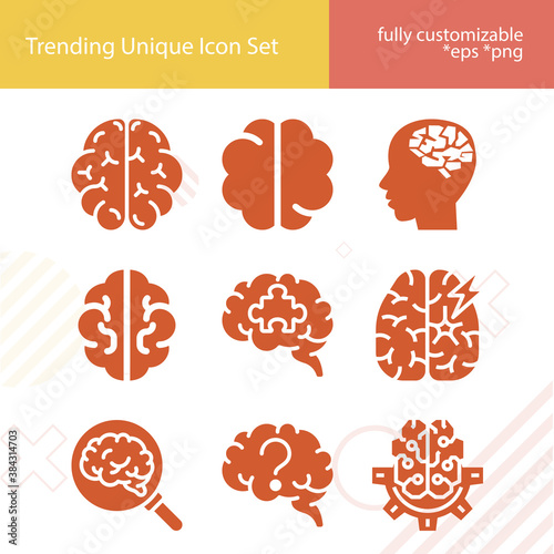 Simple set of unconscious mind related filled icons.