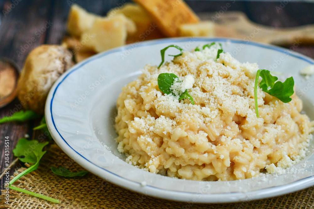 Home made italian risotto with parmesan cheese Home made italian risotto with parmesan cheese