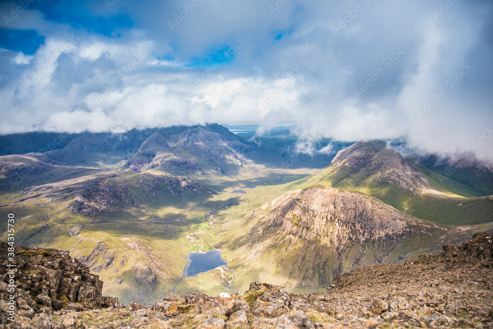Scottish mountains landscape - view from the top of Blaven on Isle of Skye
