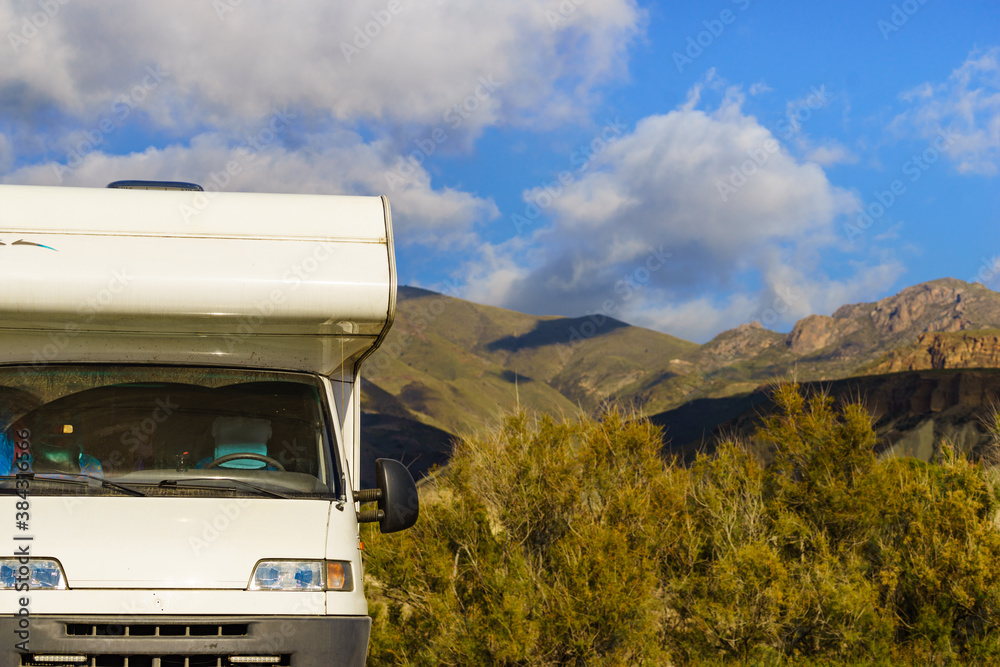 Rv camper in Sierra Alhamilla mountains, Spain. Rv camper in Sierra Alhamilla mountains, Spain.