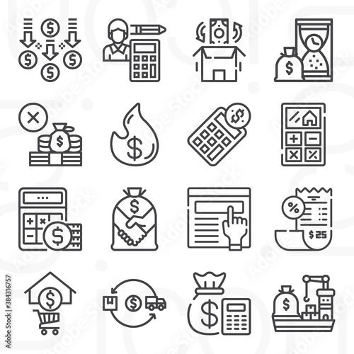 16 pack of expense  lineal web icons set