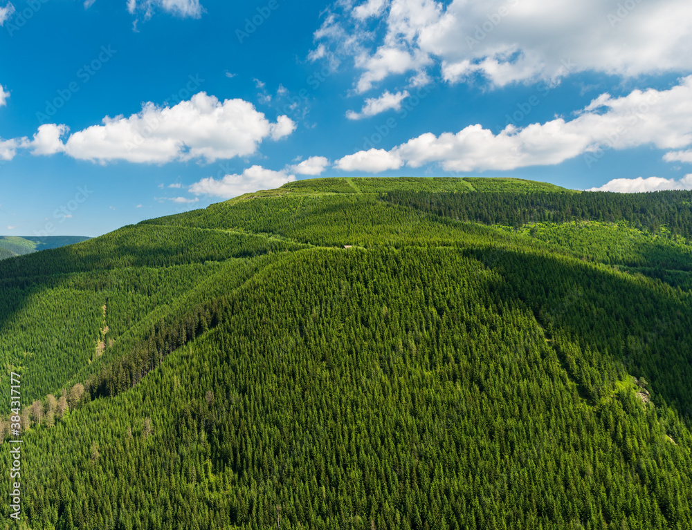 Dlouhe strane hill from Rysi skala view point in Jeseniky mountains in Czech republic