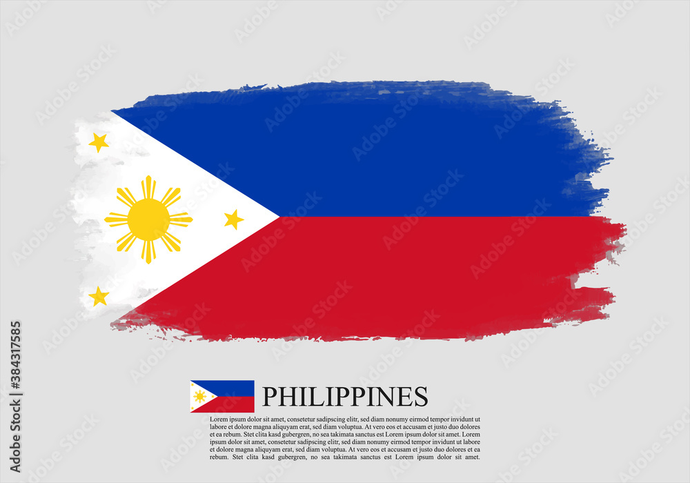 Textured and vector flag of Philippines drawn with brush strokes ...