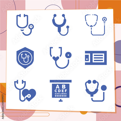 Simple set of 9 icons related to medical examination